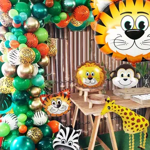 Kit de ballons thème jungle avec ballons animaux en aluminium et latex assortis