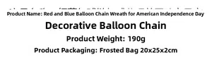 Detail showing red and blue balloon garland kit weight 190g with frosted bag packaging