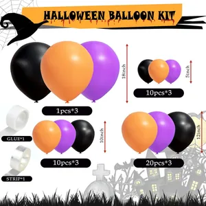 Halloween balloon garland kit with black orange and purple latex balloons for party decor
