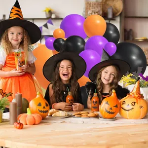 Halloween balloon garland kit with purple orange and black latex balloons for party decor
