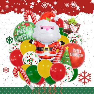 Détails du kit ballons de Noël avec Père Noël, canne à sucre et ballons en aluminium
