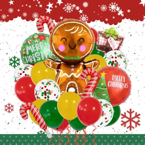 Kit ballons de Noël avec bonhomme en pain d'épices, ballons alu et décor de fête festif