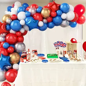 Red white and blue balloon arch kit with star balloons for Independence Day party