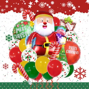 Détail d'un kit de ballons de Noël avec Père Noël, sucres d'orge et ballons en aluminium