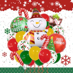 Détail du set de ballons de Noël avec bonhomme de neige, canne à sucre et latex