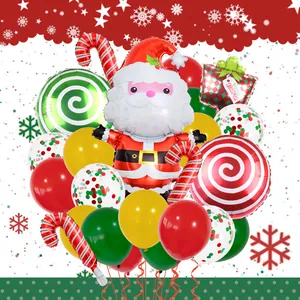 Set détaillé de ballons de Noël avec Père Noël, sucre d'orge et ballons en latex