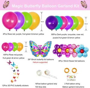 Kleurrijke vlinder ballonboog set met madeliefje folieballonnen voor verjaardagsdecoratie