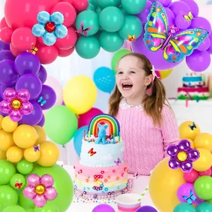 Kleurrijke vlinder en bloem ballon slinger kit met madeliefjes voor verjaardagsfeestjes