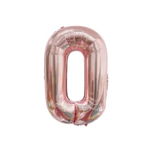 Detailansicht der 32-Zoll Roségold Zahl 0 Folienballon für Geburtstagsparty-Dekorationen