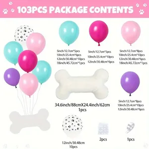 Set ghirlanda di 103 palloncini a tema osso di cane con palloncini colorati e osso gigante
