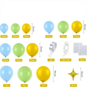 97pcs blue green yellow balloon garland kit with gold star foil balloons for birthdays
