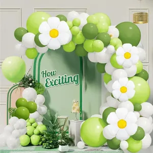 Kit Arco di Palloncini Margherita Verde Bianco Avocado Palloncini in Lattice Con Palloncini in Alluminio per Festa Matrimonio