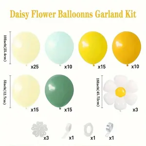 Kit guirlande de ballons marguerites avec ballons jaune et vert pour décoration de fête