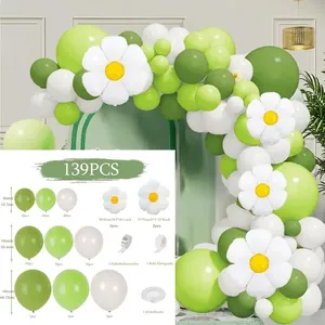 Set ghirlanda di 139 palloncini a margherita verdi e bianchi per decorazioni da festa
