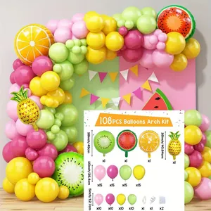 Set ghirlanda di 108 palloncini a tema frutta con ananas per feste estive colorate