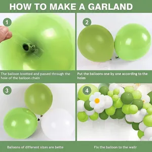 Guida passo dopo passo per montare la ghirlanda di palloncini a margherite verdi