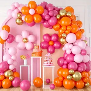 Kit Arche De Guirlande De Ballons Fleurs De Printemps Rose Orange Or Ballons En Latex Multicolores Pour Décoration De Fête De Mariage Anniversaire
