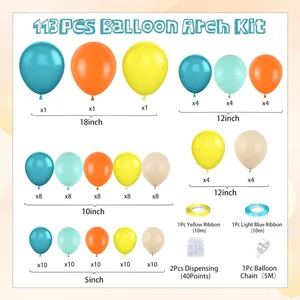 113-delige ballonboogset in oranje en blauw voor feestelijke partij decoraties