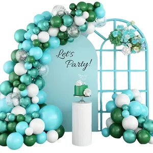 DIY Balloon Arch Kit with forest green, teal, and blue balloons for party decorations