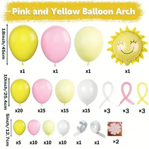 Macaron daisy balloon arch kit with sun foil balloon for birthday party decorations