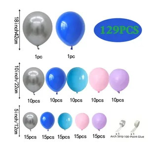 129pcs blue and purple balloon garland kit with arch strip for party decoration