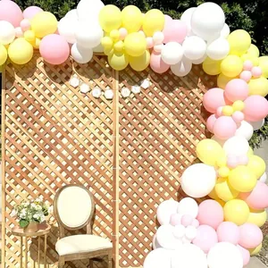 Daisy balloon arch kit with pink yellow white balloons and baby letter banners for parties