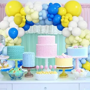Kit arco di palloncini blu macaron e giallo per decorazioni di laurea e feste compleanno