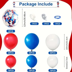 106pcs Red White and Blue Balloon Arch Kit for Independence Day Party Decorations