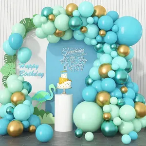 Mint Green Balloon Arch Kit Teal Gold Metallic Latex Balloons Garland For Birthday Wedding Party Decoration