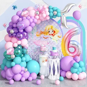 Decorazione ad Arco per Ghirlanda di Palloncini per Festa di Compleanno a Sirena in Lattice di Alluminio Per Bambini