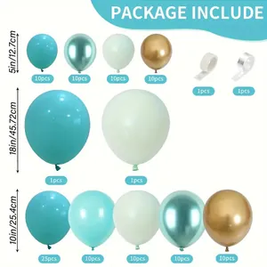 Mint green balloon arch kit with tiffany blue and gold balloons for party decoration