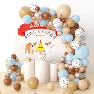Pet Theme Birthday Party Balloon Garland Kit Dog Paw Print Blue Coffee Latex Balloons Arch For Party Decorations