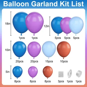 Blue and purple balloon garland kit with different sizes for birthday and party decoration