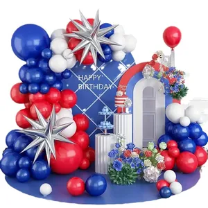 Independence Day theme balloon arch kit with red white and blue star balloons for party decor