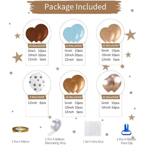 Blue and coffee balloon garland kit with paw print balloons and assembly tools