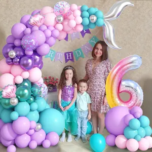Kit ghirlanda palloncini sirena con palloncini rosa blu e coda di pesce per compleanno