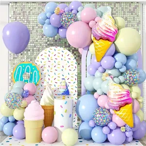 Ice Cream Macaron Balloon Arch Garland Kit With Sweet Donut Foil Balloons For Summer Birthday Party Wedding Decor 138pcs