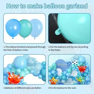 Blue ocean theme balloon arch kit with crab starfish and tropical fish foil balloons
