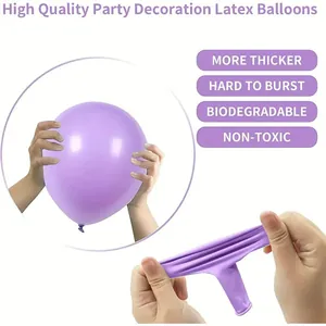 Detail showing highly elastic lavender purple latex balloons with non-toxic features