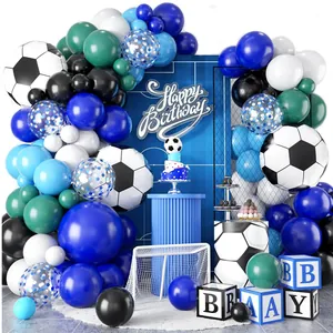 Kit arche de ballons thème football pour anniversaire avec boîtes décoratives bleues