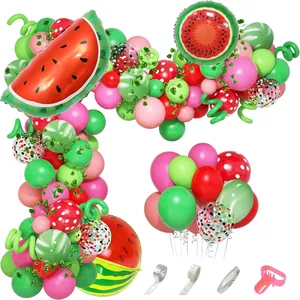 Summer Watermelon Party Balloon Garland Arch Kit Pink Green Latex Foil Balloons Fruit Birthday Decoration Party Supplies