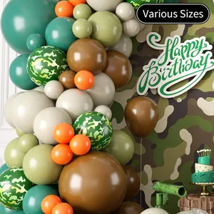 Kit arco ghirlanda di palloncini mimetici con palloncini verdi e marroni per compleanno