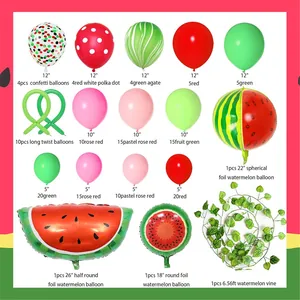 Watermelon fruit theme balloon arch kit with latex and foil balloons for summer parties