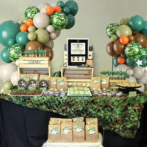 Kit ghirlanda di palloncini mimetici militari per decorazioni di compleanno con rete