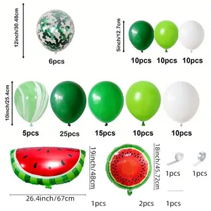Watermeloen ballonnenboog set met groene latex en folie ballonnen voor verjaardag