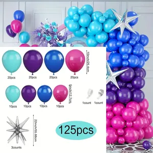 Balloon arch kit size chart with 125pcs including star foil and colored latex balloons