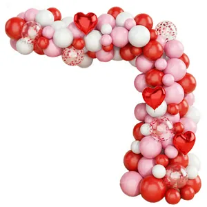 Romantic red and pink heart balloon arch kit for wedding and Valentine party decorations
