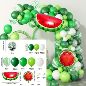 Watermeloen ballonboog set met groene latex ballonnen en aluminium folieballonnen