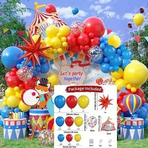 Kit de guirnalda de globos de circo con globos de carpa y varios tamaños en colores primarios
