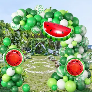Watermeloen ballonboog kit met groene latex ballonnen voor zomerse tuinfeestjes